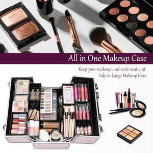 Estuche Organizador de Maquillaje Vintage con 3 Bandejas y Espejo, Caja de Almacenamiento Cosmético con Cierre para Cosméticos, Suministros de Uñas, Costura y Viajes - Product Image 3