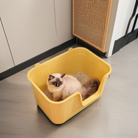 Super grand bac à litière pour chat semi-fermé de 64*43*35cm, conception ouverte entièrement anti-éclaboussures pour le nettoyage des animaux de compagnie et les toilettes