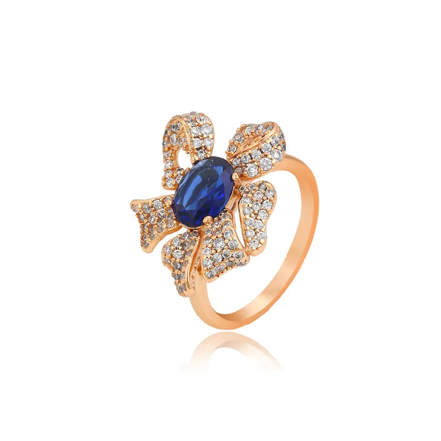 XUPING – bijoux artificiels Vintage pour femme, couleur or 18K, bleu foncé, sans nickel, bagues de doigts de mariée