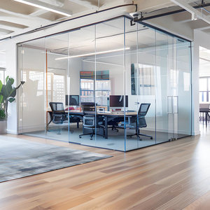 Vách ngăn kính hiện đại không khung kính an toàn cường lực tùy chỉnh kích thước phân vùng văn phòng thiết kế hiện đại dễ dàng cài đặt rõ ràng - Product Image 4