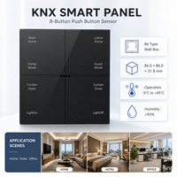 Système d'automatisation de la maison intelligente KNX de luxe, interrupteur à bouton-poussoir à 8 boutons, capteur de proximité, indication LED, design moderne, interrupteur mural