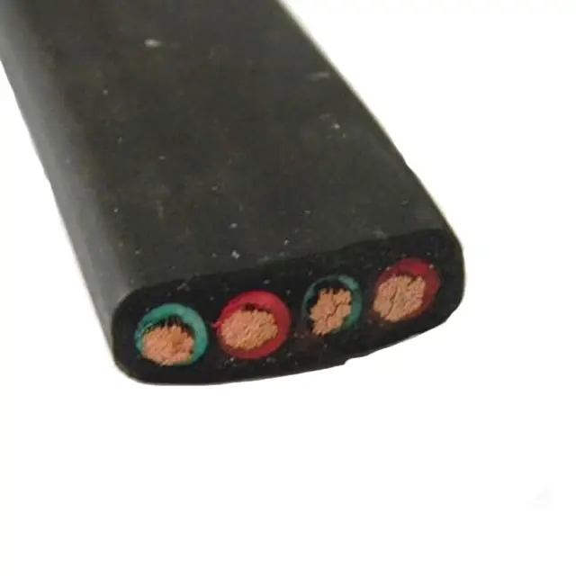 4 Core Flat Flexible Copper Conductor Rubber Gantry Crane Cable CCTV