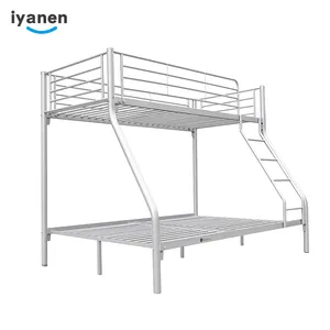 <span class=keywords><strong>Lit</strong></span> <span class=keywords><strong>double</strong></span> en acier, mobilier de chambre à coucher moderne en noir et blanc, dortoir pour enfants, cadre métallique, offre spéciale - Product Image 1