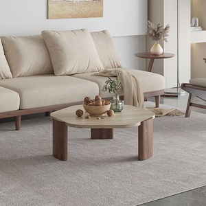 <span class=keywords><strong>Tavolino</strong></span> da Caffè Rotondo GEDO 2026 in Stile Wabi-sabi con Gambe in <span class=keywords><strong>Legno</strong></span> <span class=keywords><strong>Massello</strong></span> e Piano in Pietra Sinterizzata/Pietra Naturale per <span class=keywords><strong>Soggiorno</strong></span> - Product Image 3