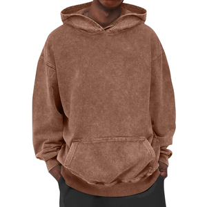 Sweat à capuche pour homme en tissu éponge délavé à l'acide, 100% coton, coupe ample, avec logo personnalisé, écologique et respirant, vêtement d'hiver - Product Image 1