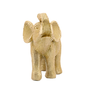 Statuetta Decorativa di Elefante in Resina con Finitura Dorata, Ornamento da Scrivania per Casa e Ufficio, Scultura per Soggiorno e Mensole - Product Image 2