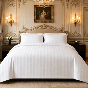 <span class=keywords><strong>Set</strong></span> di Biancheria da Letto a Righe di Lusso per Hotel, 4 Pezzi, 100% Cotone, 300 Fili, Misura King, Traspirante, Ecologico, Durevole - Product Image 1