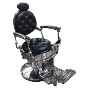 Chaise de barbier robuste, style ancien, couleur argent, prête à être expédiée, chaise de salon, chaise royale, capacité de charge 400 kg - Product Image 1