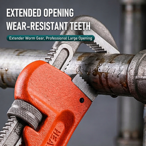 Llave para tubos pesada de 1 1/2 pulgadas con mordaza dentada ajustable, grado industrial, acero al cromo vanadio - Product Image 1