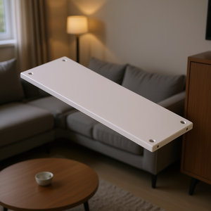 Wooden <b>Shelf</b> 38x120x2.5 Glossy <b>White</b> With Fixing Holes For Living Room Cabinets - Product Image 2