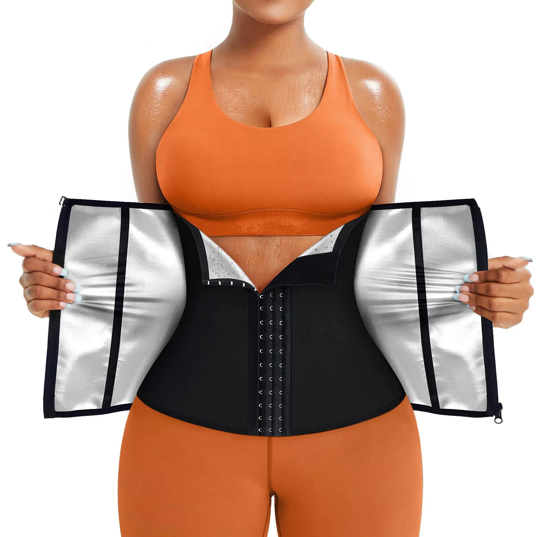 Trending Custom Logo Waist Trainers For Women Belly Fat Sauna Suit Waist Trimmer Sweat Bands For Hourglass Body Shaping