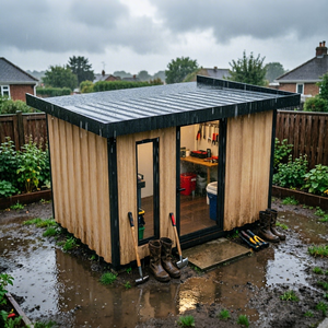 Abri de jardin préfabriqué ADU, cabane de rangement sécurisée avec porte verrouillable, pour outils et équipements. - Product Image 3