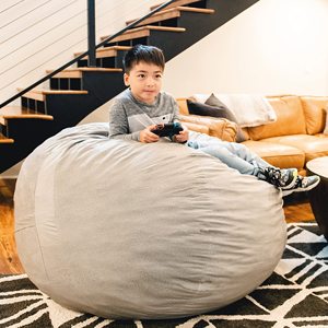 2025 mode haute qualité <span class=keywords><strong>pas</strong></span> <span class=keywords><strong>cher</strong></span> argent gris rond velours adulte grand pouf chaise canapé pouf chaise avec poignée pour un déplacement facile - Product Image 6