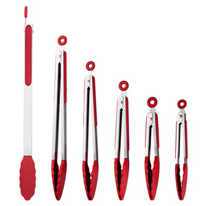 Plump And Moist <b>Silicone</b> Food Tongs Stainless Steel Barbecue Steak Tongs Heat Resistant Kitchen <b>Tool</b> Red Black Green Blue - Product Image 2