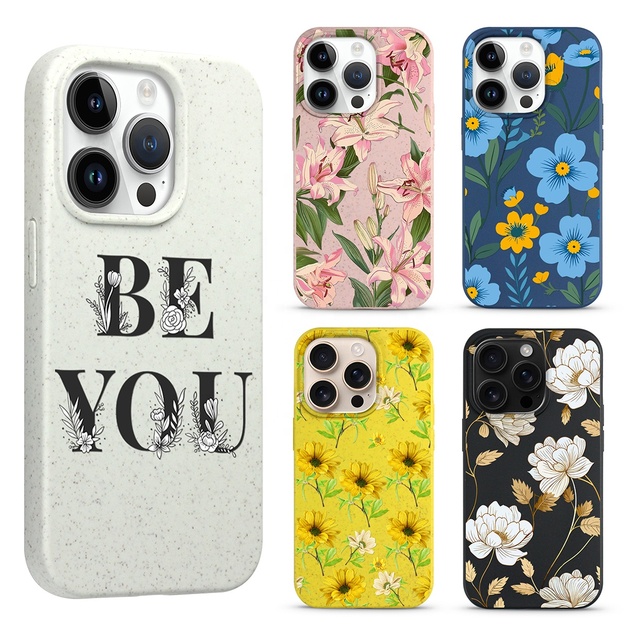 Customized Wholesaler Wheat Straw Anti-drop Wireless Charging Cute Phone Case for iPhone 17 Pro Max 16e 16 Plus 15 14 13 Cover