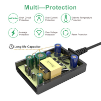 Alimentation électrique avec prise US AU EU UK 3V 5V 6V 8V 9V 10V 12V 13V 500mA 750mA 1000mA avec connecteur à barillet 2 broches 7,5 mm, sortie CC 24V