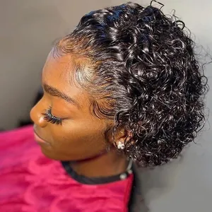 Perruque Perruque Brazilian Short Pixie Cut Curly Lace Front Wig For Black Women Human Hair Pixie Curls Closure Wig Tpart Pixie Wigs