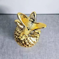 Figurine 3D Ananas Doré en Céramique, Ornement Décoratif pour Anniversaire et Maison, Vente en Gros Fabricant, pour Salon