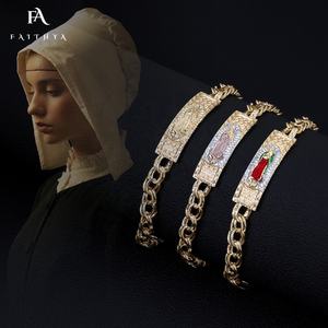 Pulseras Y Brazaletes para mujer, Charms <span class=keywords><strong>De</strong></span> diseño <span class=keywords><strong>De</strong></span> joyería religiosa, <span class=keywords><strong>De</strong></span> oro <span class=keywords><strong>De</strong></span> 14K, pulsera <span class=keywords><strong>De</strong></span> la <span class=keywords><strong>Virgen</strong></span> María, FB0283 - Product Image 1