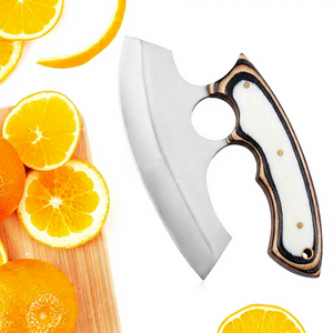 Cuchillo Ulu de Acero Inoxidable Hecho a Mano por Sheikh Enterprises, Mango de Madera Pakka, Hoja de Punta Caída para Cocina Industrial, Bricolaje y Picado - Product Image 4