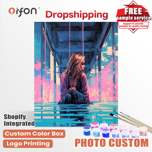 Kits de <span class=keywords><strong>peinture</strong></span> <span class=keywords><strong>par</strong></span> numéros DIY Orfon Factory Drop Shipping - Cyber Neon Waterfront Girl Art Décoration d'intérieur Fournitures d'artisanat - Product Image 1