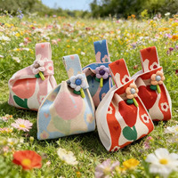 Sac cadeau de fête des 100 jours pour bébé d'un mois, sac à bonbons d'anniversaire pour enfants, sac à main tricoté ouvert à deux ansilles, cadeau de retour