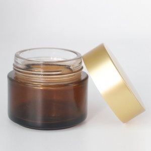 120ml 4oz Containers Amber Dark Brown Glass Cream Jars with Matte Gold Plastic Lid for Face Cream Body <b>Scrub</b> Bath Salt - Product Image 1