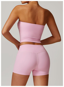 Camiseta de tubo personalizada para mujer, sujetador sin tirantes, Tops recortados, chaleco deportivo sin espalda para mujer, sin mangas, <span class=keywords><strong>Bandeau</strong></span>, Tops acolchados sólidos - Product Image 2