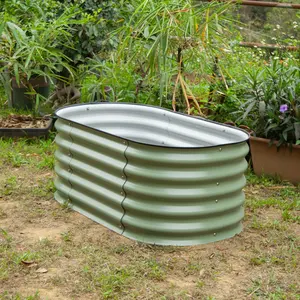 17英寸高3.5 'x2' 户外矩形diy模块化波纹花盆盒套件蔬菜镀锌钢金属凸起花园床