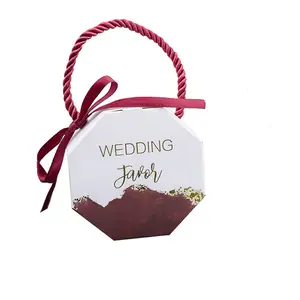 Toptan özel şeker kağit kutu lüks tatlı düğün favor hediye şeker ambalaj saplı hediye kutusu