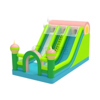 Toboggan gonflable sur le thème des fleurs 9x5m avec échelle d'escalade et filet de sécurité, toboggan sec pour enfants pour fêtes en plein air et parcs d'attractions