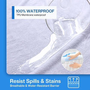 Protège-matelas imperméable antibactérien en tissu éponge 100% coton <span class=keywords><strong>de</strong></span> qualité supérieure, avec sangles élastiques, design uni, 200TC, lavable en machine - Product Image 2
