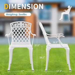 Juego de Sillas de Jardín Phoenix Withniture de Aluminio Fundido Resistente para 2 Personas, con Reposabrazos, para Asientos de <span class=keywords><strong>Bistro</strong></span> al Aire Libre - Product Image 2