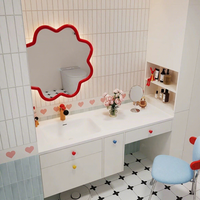 Meuble-lavabo XINGRUO au design original avec coiffeuse intégrée, armoire de salle de bain personnalisée en contreplaqué