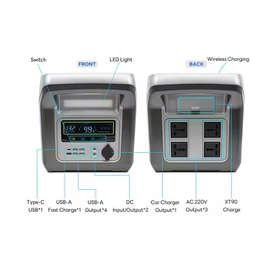 Station d'alimentation portable LiFePO4 étanche 1000W pour camping extérieur avec contrôleur solaire MPPT et onde sinusoïdale pure - Product Image 6