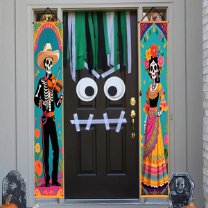 Banderas Decorativas para Fiesta del Día de Muertos Mexicano, Pancartas Colgantes para Puerta y Pared, Decoración para el Día de los Muertos - Product Image 4