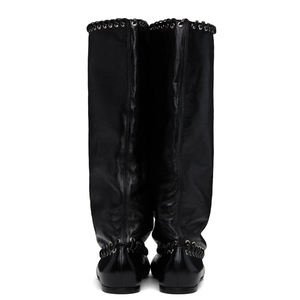 Custom Loose Pleated Upper on Shoes Front Bow Slouchy Flat <b>Long</b> Boots Women's Top String Tangled Baggy Knee High Booties - Product Image 6