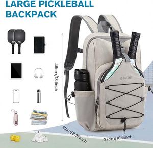 Sac à dos de sport portable pour pickleball et padel avec poche à chaussures, imperméable, pour extérieur, sac de raquette de gym, échantillon gratuit avec logo - Product Image 6