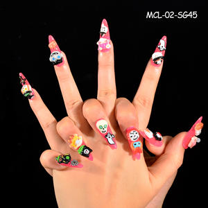 Venta al por mayor hecho a mano nuevo estilo resina joyería 3D <span class=keywords><strong>Antic</strong></span> Kawaii negro blanco cráneo prensa en las uñas postizas para uñas de Halloween - Product Image 4