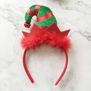 圣诞头带铃铛羽毛发饰圣诞礼品小精灵帽子头带