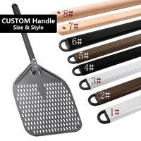 Pelle à pizza rectangulaire grande et détachable à long manche, 12 pouces, revêtement dur, pelle à pizza en aluminium perforée, pelle à retourner la pizza