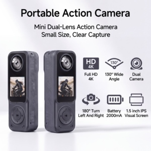 Caméra d'action Q1 Mini 4K à double objectif 130 °   Caméra Vlog portable grand angle avec écran IPS de 1,5 pouce 180° °   Caméra vidéo portable rotative - Product Image 2