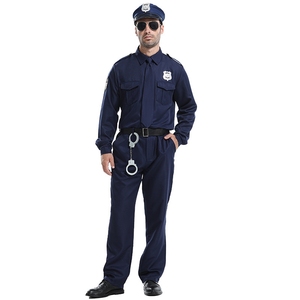Costume <span class=keywords><strong>de</strong></span> cosplay d'<span class=keywords><strong>agent</strong></span> <span class=keywords><strong>de</strong></span> <span class=keywords><strong>police</strong></span> pour homme adulte, uniforme <span class=keywords><strong>de</strong></span> policier bleu foncé avec taille personnalisée en polyester - Product Image 1
