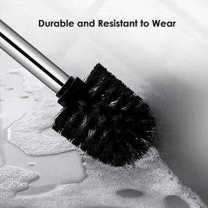 Brosse de cuvette de toilette moderne à long manche <span class=keywords><strong>pas</strong></span> <span class=keywords><strong>cher</strong></span> salle de bain brosse de toilette et support ensemble de porte-brosse de toilette noir - Product Image 3