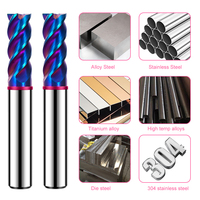 AZZKOR 4F fraises à fond plat avec anneau de couleur bleu Nano revêtement carbure de tungstène pour CNC mécanique TGP-HRC60