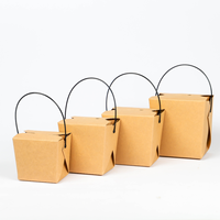 Boîte à lunch portable à double paroi en papier kraft avec poignée pour traiteur de qualité alimentaire avec logo imprimé vente en gros