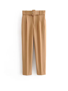 <span class=keywords><strong>Pantalon</strong></span> Décontracté pour <span class=keywords><strong>Femme</strong></span>, Légère Élasticité, Coupe <span class=keywords><strong>Slim</strong></span> et Taille Affinante, Ceinture Incluse, Couleur Unie, Jambe Droite, <span class=keywords><strong>Pantalon</strong></span> Cropped - Product Image 5