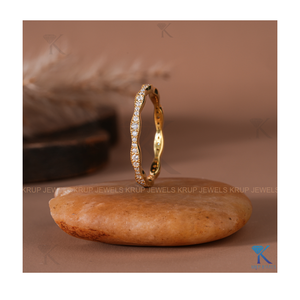 14K Gold <b>Wave</b> Diamond <b>Ring</b> Elegant Stackable <b>Ring</b> with Brilliant Round Cut Diamonds Timeless Design Women Wedding Band or Gift - Product Image 1