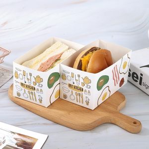 Caja de Empaque Personalizada para <span class=keywords><strong>Hamburguesas</strong></span> y Desayunos, Caja de Papel Impresa para Sándwiches de Huevo, Cajas de Empaque para Alimentos - Product Image 2