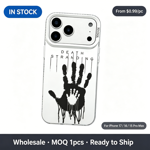 Death Stranding Black Handprint Pattern Clear TPU Case, Shockproof Soft Phone Cover for iPhone 17 16 15 14 13 Pro Max